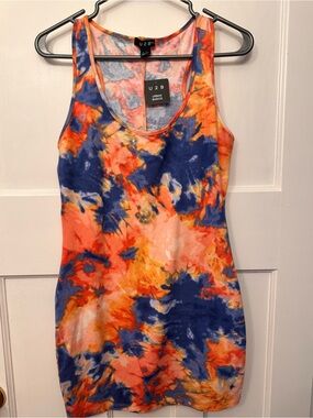 ⭐️ U2B Urban Basics Lg Tie-Dye Bodycon Tank Dress NWT